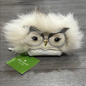 kate spade NWT AUTHENTIC ivory & gray owl coin purse.